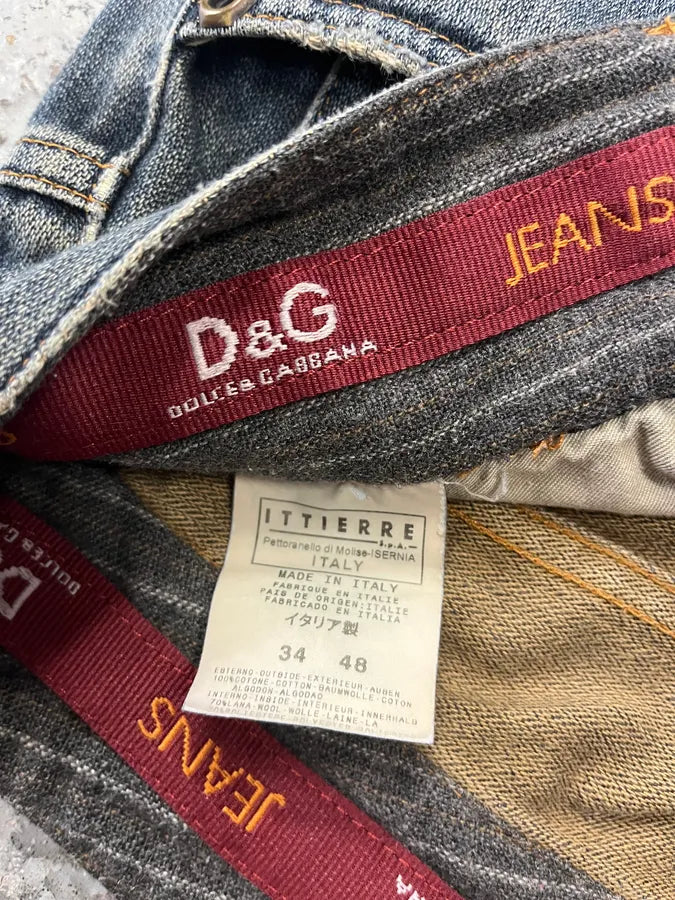 AW2003 Dolce & Gabbana Double Waisted Faded Denim Jeans (M/L) 10