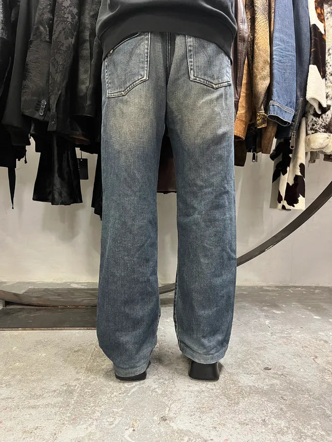 AW2003 Dolce & Gabbana Double Waisted Faded Denim Jeans (M/L) 3
