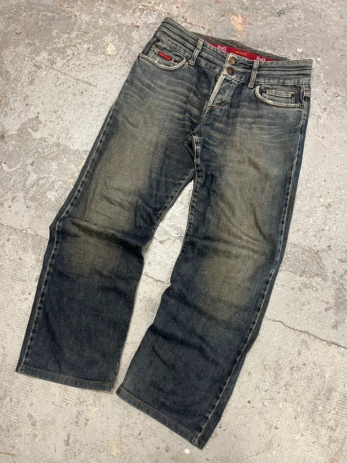 AW2003 Dolce & Gabbana Double Waisted Faded Denim Jeans (M/L) 5