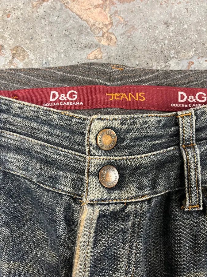 AW2003 Dolce & Gabbana Double Waisted Faded Denim Jeans (M/L) 7
