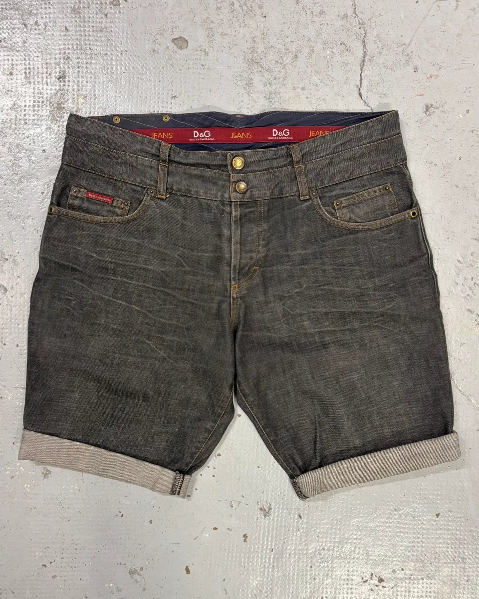 AW2003 Dolce & Gabbana Double Waisted Grey Denim Shorts ZGCWDPU 0
