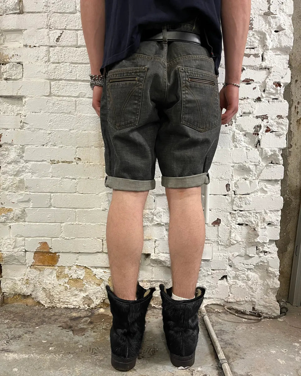 AW2003 Dolce & Gabbana Double Waisted Grey Denim Shorts ZGCWDPU 3