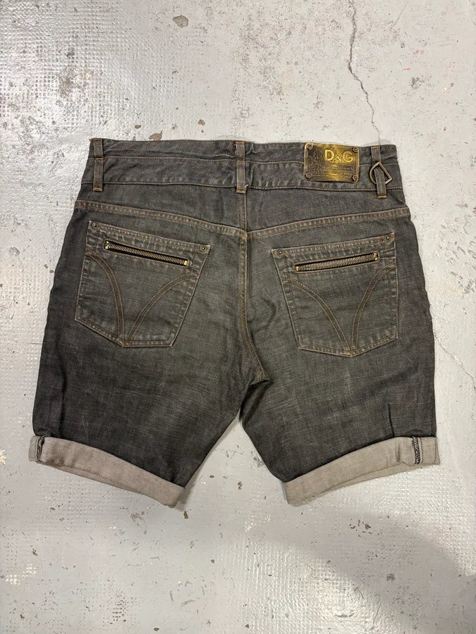 AW2003 Dolce & Gabbana Double Waisted Grey Denim Shorts ZGCWDPU 5