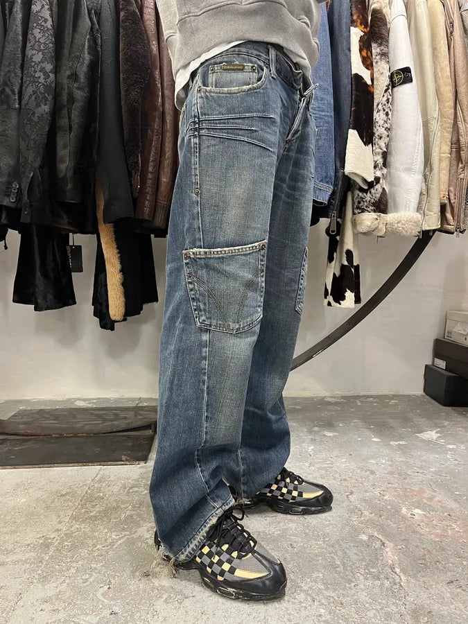 AW2003 Dolce & Gabbana Double Waisted Multi Pockets Distressed Blue Jeans (L) 2