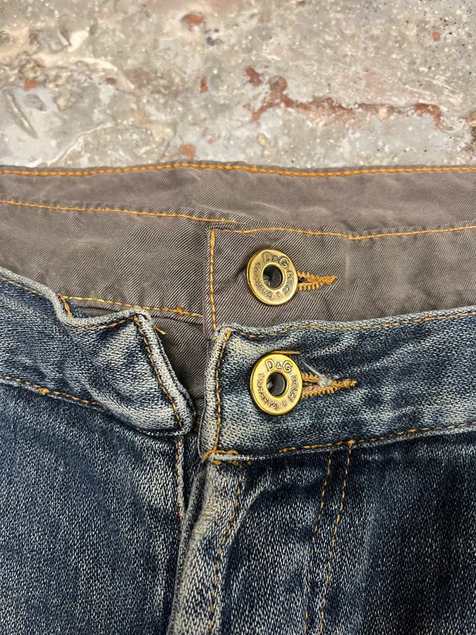 AW2003 Dolce & Gabbana Double Waisted Multi Pockets Distressed Blue Jeans (L) 7