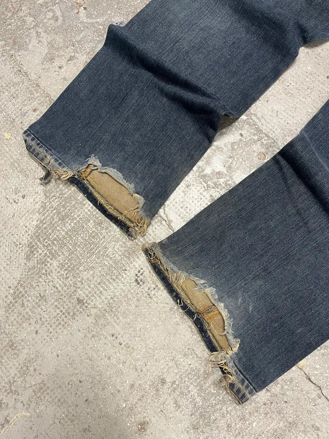 AW2003 Dolce & Gabbana Double Waisted Multi Pockets Distressed Blue Jeans (L) 8