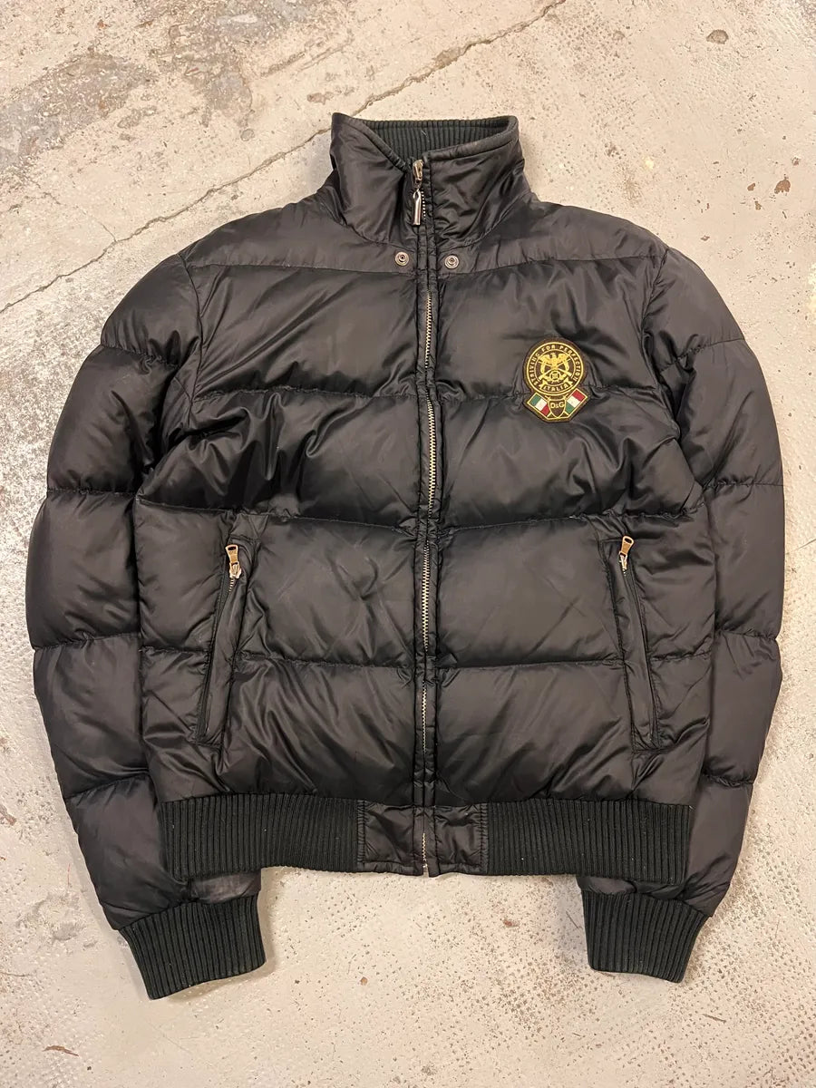 AW2003 Dolce & Gabbana Embroidered Logo Patch Black Puffer Jacket  tpnpJKk 0