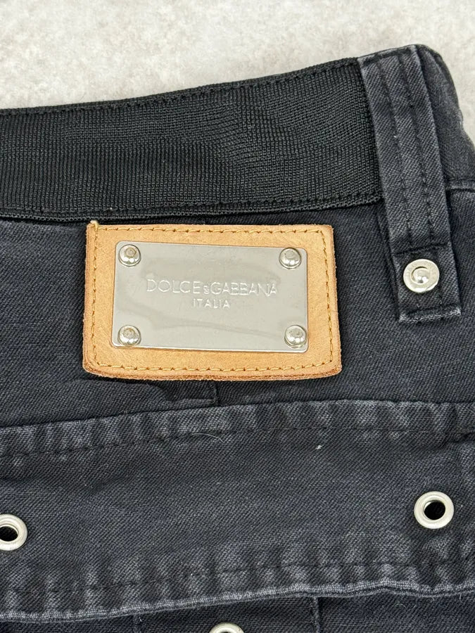 AW2003 Dolce & Gabbana Eyelet Black Cargo Pants NRxVRxo 9