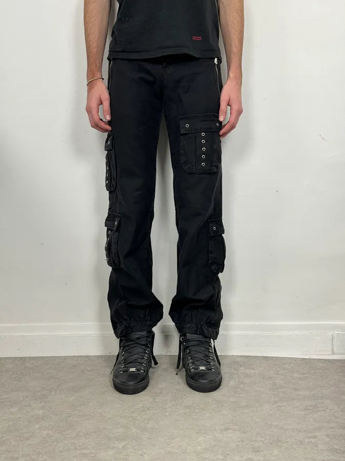 AW2003 Dolce & Gabbana Eyelet Black Cargo Pants NRxVRxo 1