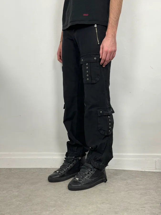 AW2003 Dolce & Gabbana Eyelet Black Cargo Pants NRxVRxo 2