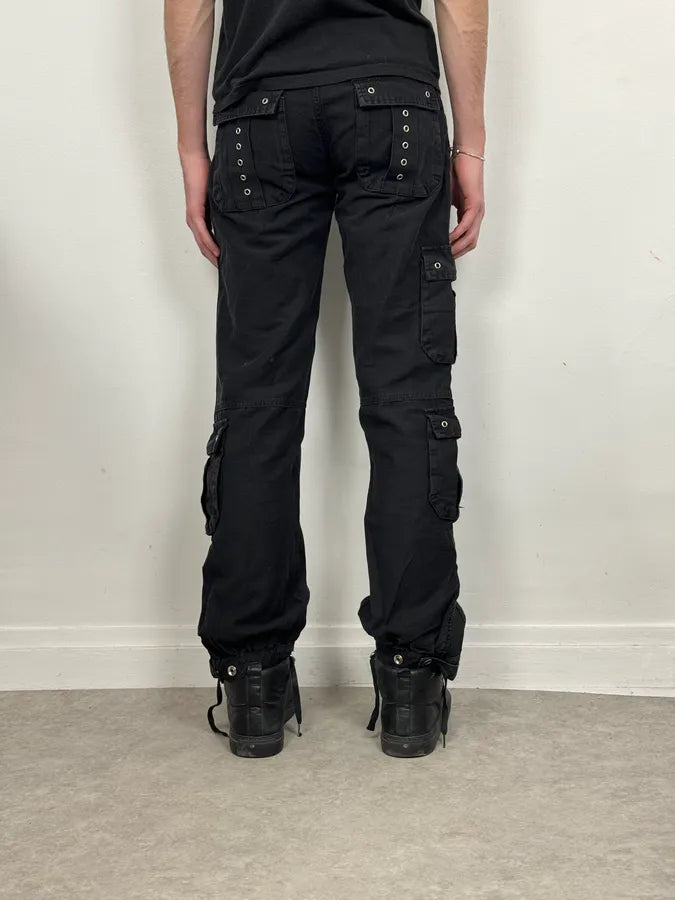 AW2003 Dolce & Gabbana Eyelet Black Cargo Pants NRxVRxo 3