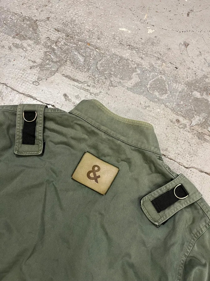 AW2003 Dolce & Gabbana Faded Green Bondage Utility Cargo Jacket okWeipr 8