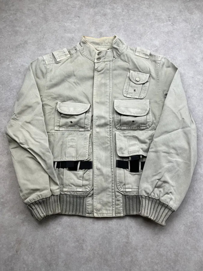 AW2003 Dolce & Gabbana Faded Grey Cargo Military Bondage Jacket ylQBWbT 0