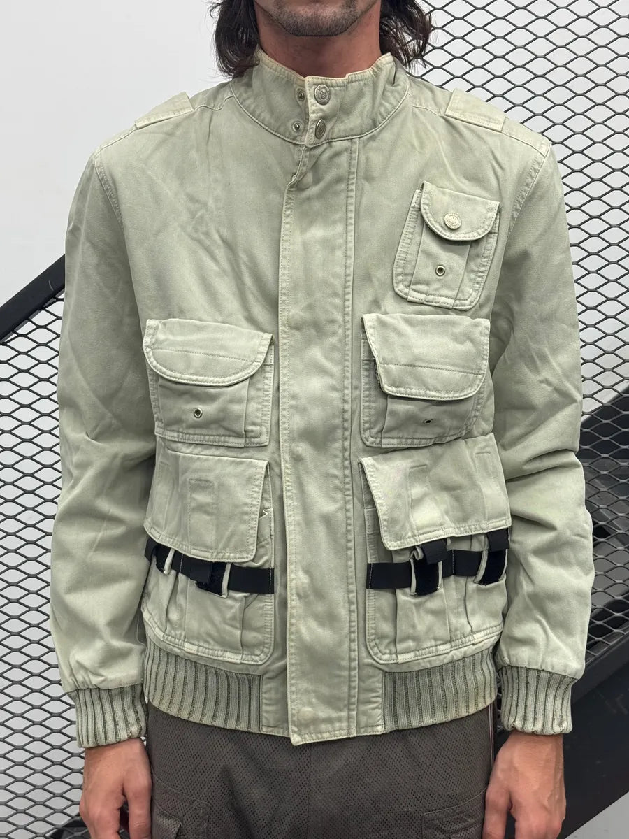 AW2003 Dolce & Gabbana Faded Grey Cargo Military Bondage Jacket ylQBWbT 1