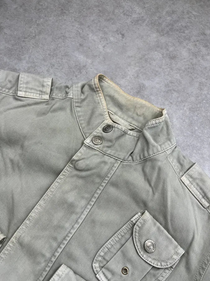 AW2003 Dolce & Gabbana Faded Grey Cargo Military Bondage Jacket ylQBWbT 3