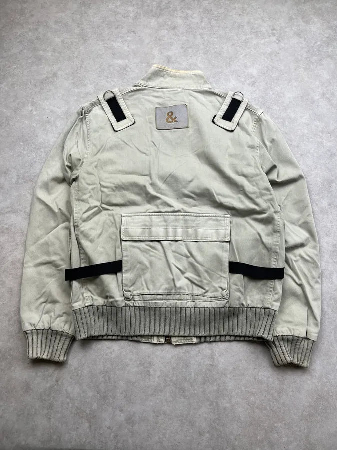 AW2003 Dolce & Gabbana Faded Grey Cargo Military Bondage Jacket ylQBWbT 4