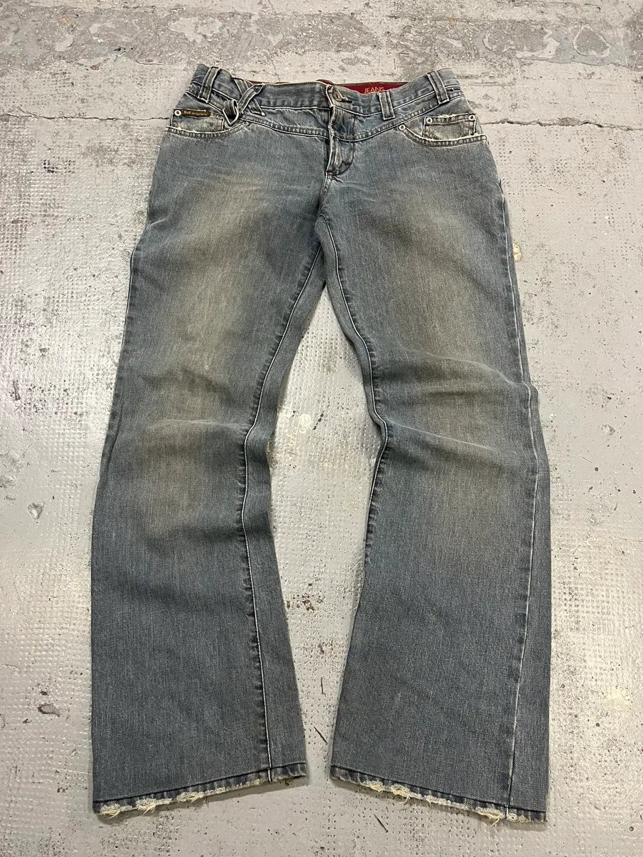 AW2003 Dolce & Gabbana Faded Light Blue Flared Jeans srElraz 0