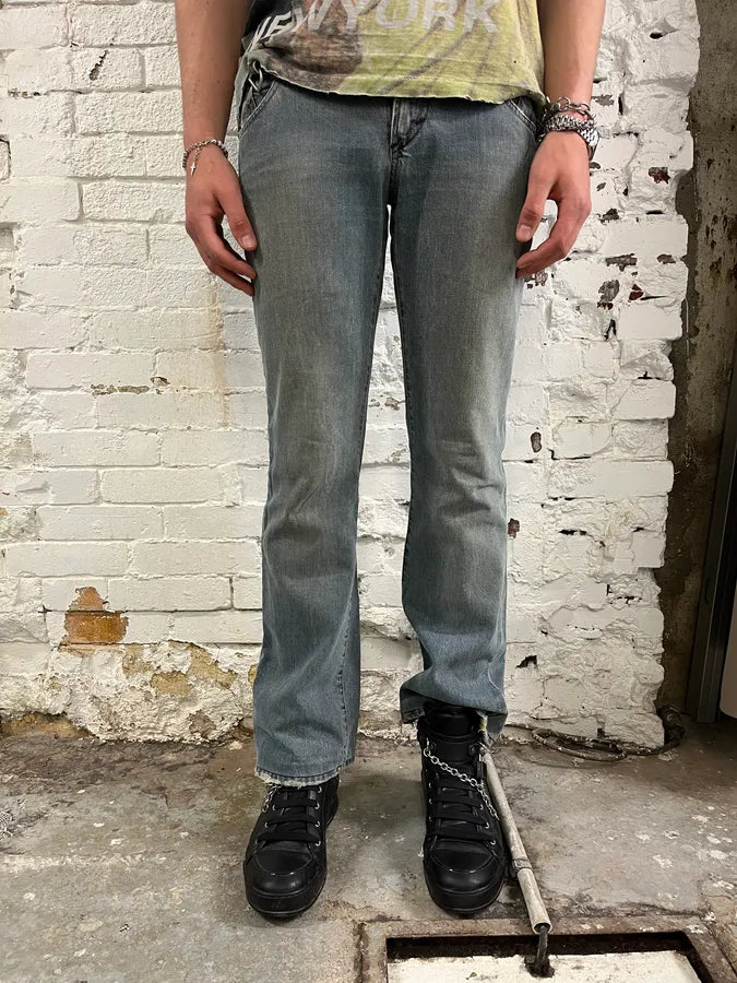 AW2003 Dolce & Gabbana Faded Light Blue Flared Jeans srElraz 1