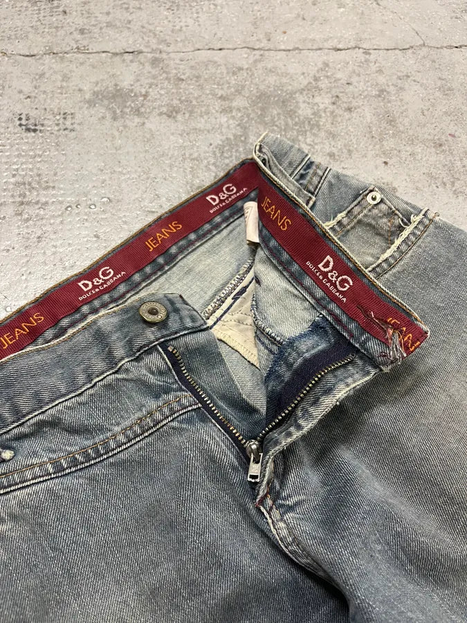 AW2003 Dolce & Gabbana Faded Light Blue Flared Jeans srElraz 10