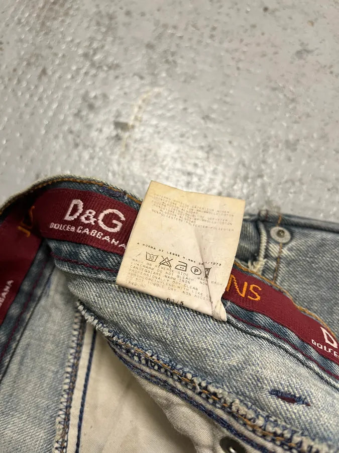 AW2003 Dolce & Gabbana Faded Light Blue Flared Jeans srElraz 12