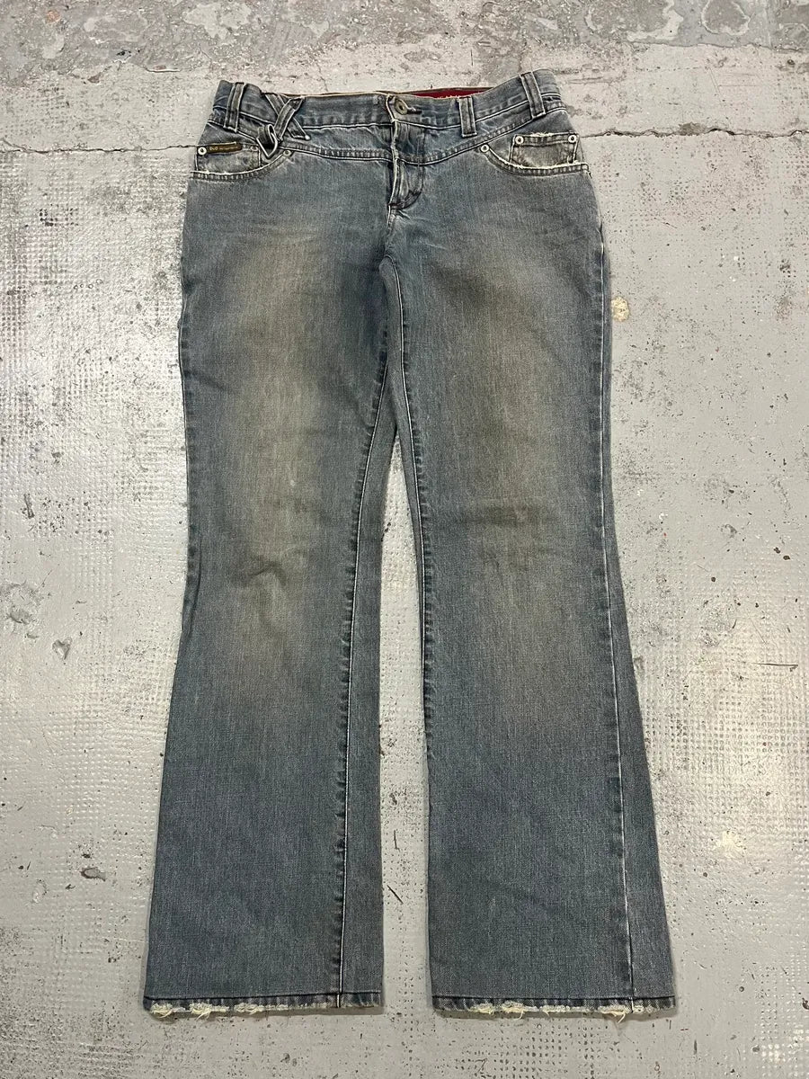 AW2003 Dolce & Gabbana Faded Light Blue Flared Jeans srElraz 4