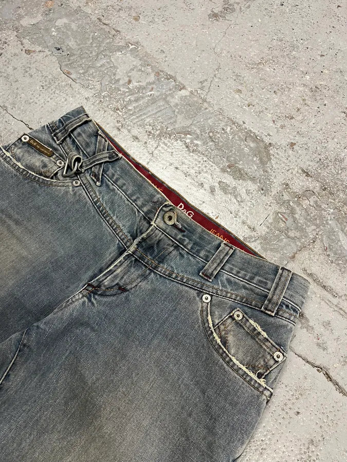AW2003 Dolce & Gabbana Faded Light Blue Flared Jeans srElraz 5