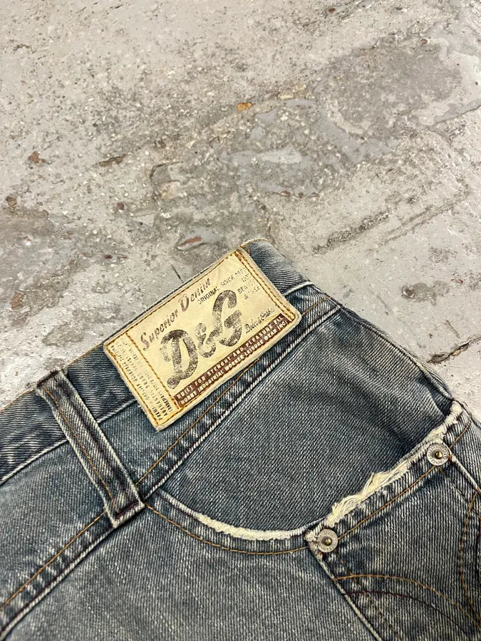 AW2003 Dolce & Gabbana Faded Light Blue Flared Jeans srElraz 9