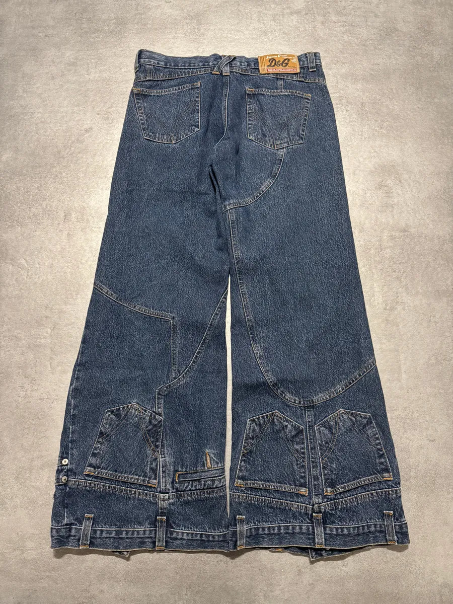 AW2003 Dolce & Gabbana Flared Trompe Loeil Jeans JhirFxI 5