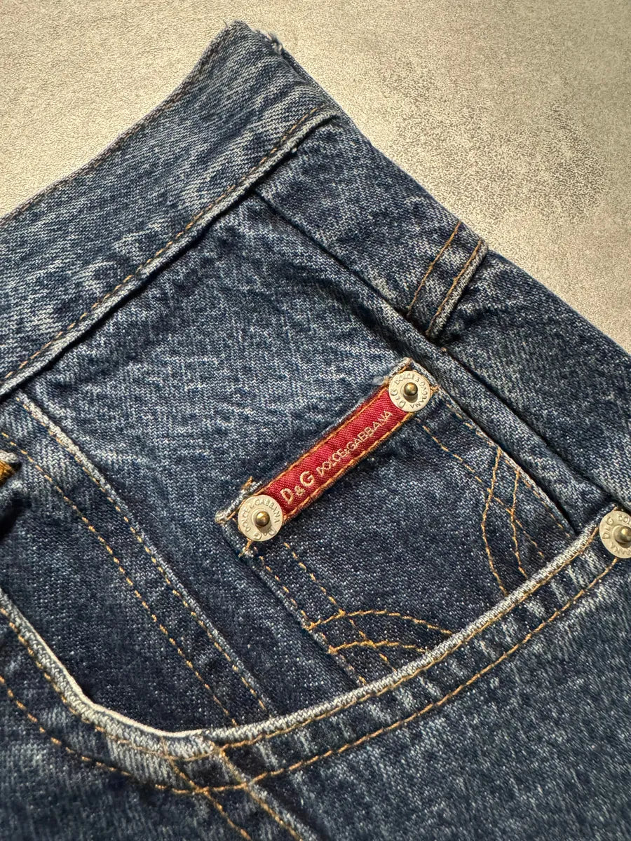 AW2003 Dolce & Gabbana Flared Trompe L'oeil Jeans (S) 6
