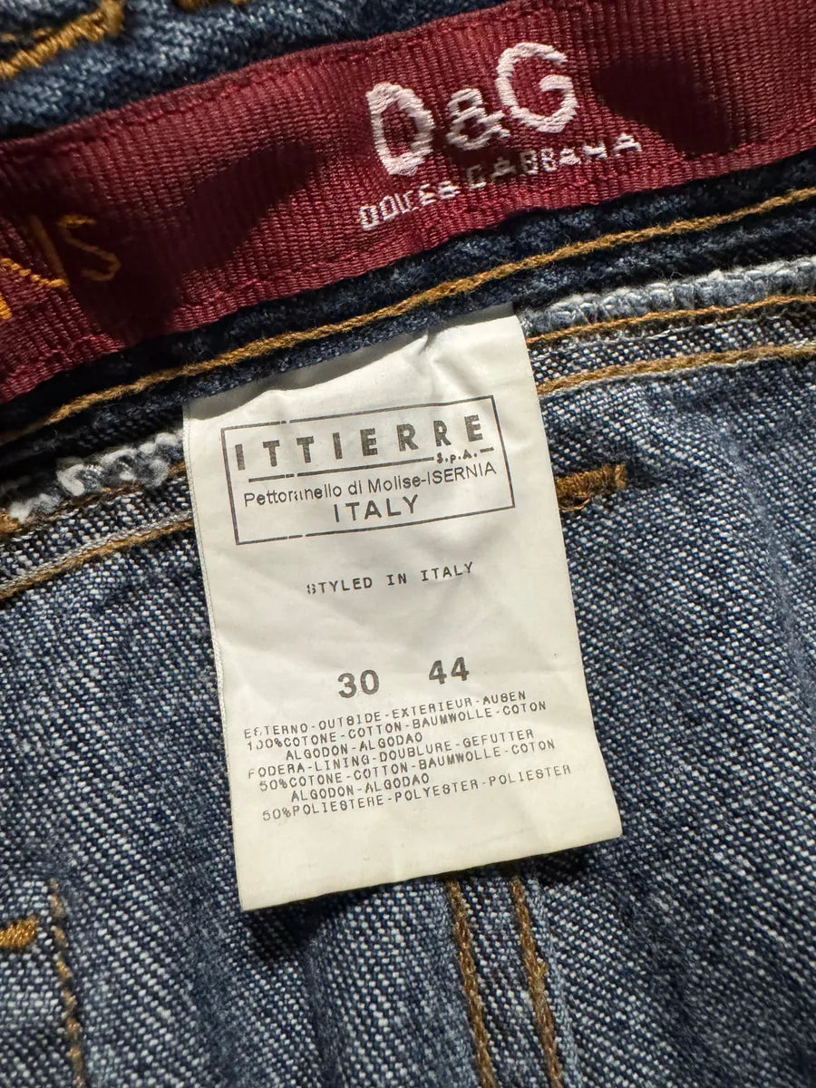 AW2003 Dolce & Gabbana Flared Trompe L'oeil Jeans (S) 7