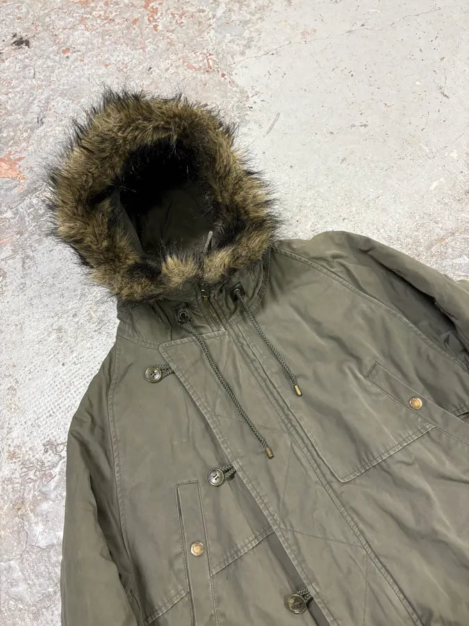 AW2003 Dolce & Gabbana Fur Hooded Khaki Green Long Coat XBaPKAV 4