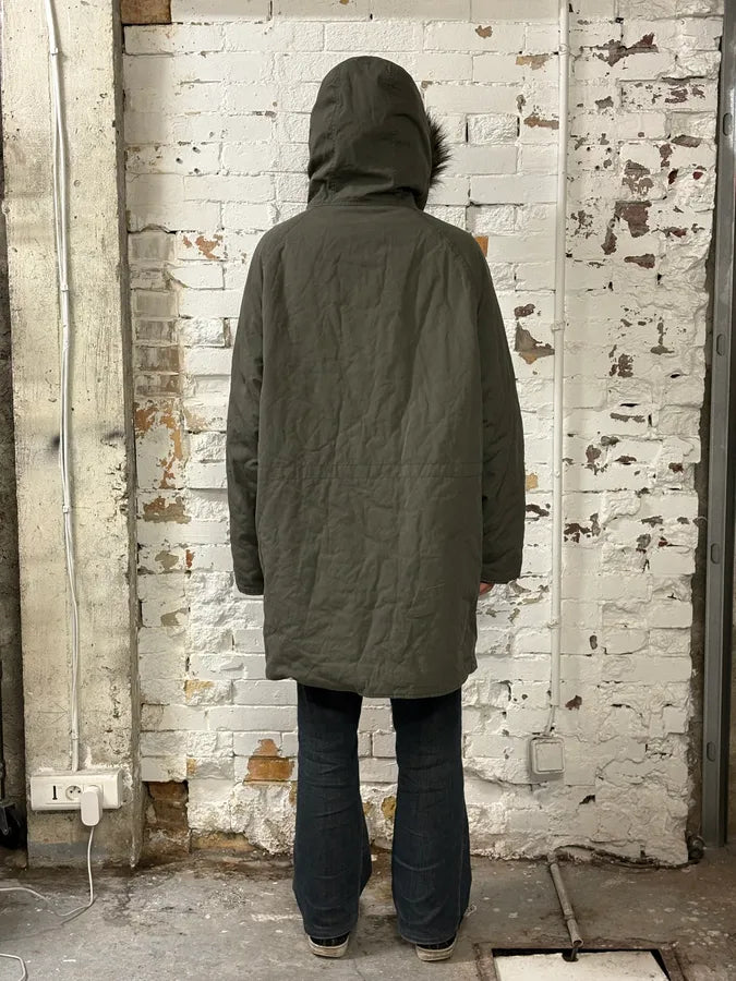 AW2003 Dolce & Gabbana Fur Hooded Khaki Green Long Coat XBaPKAV 2