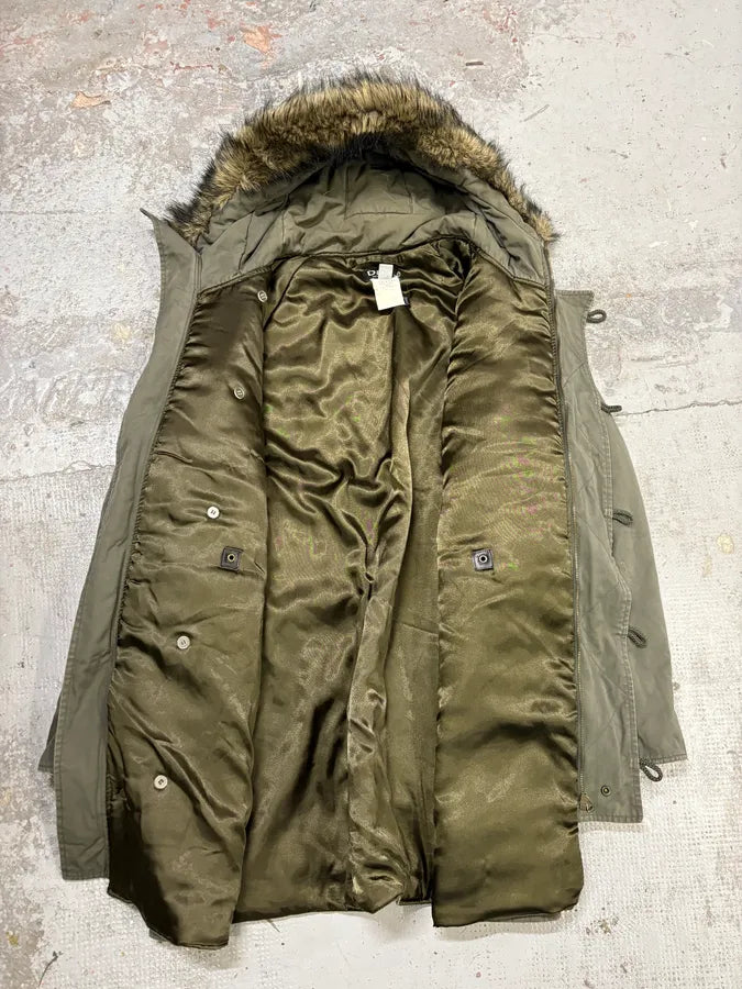 AW2003 Dolce & Gabbana Fur Hooded Khaki Green Long Coat XBaPKAV 6