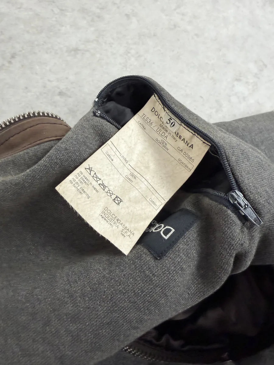 AW2003 Dolce & Gabbana Goatskin Detachable Sleeves Cargo Leather Bomber Jacket aEGoJQh 12