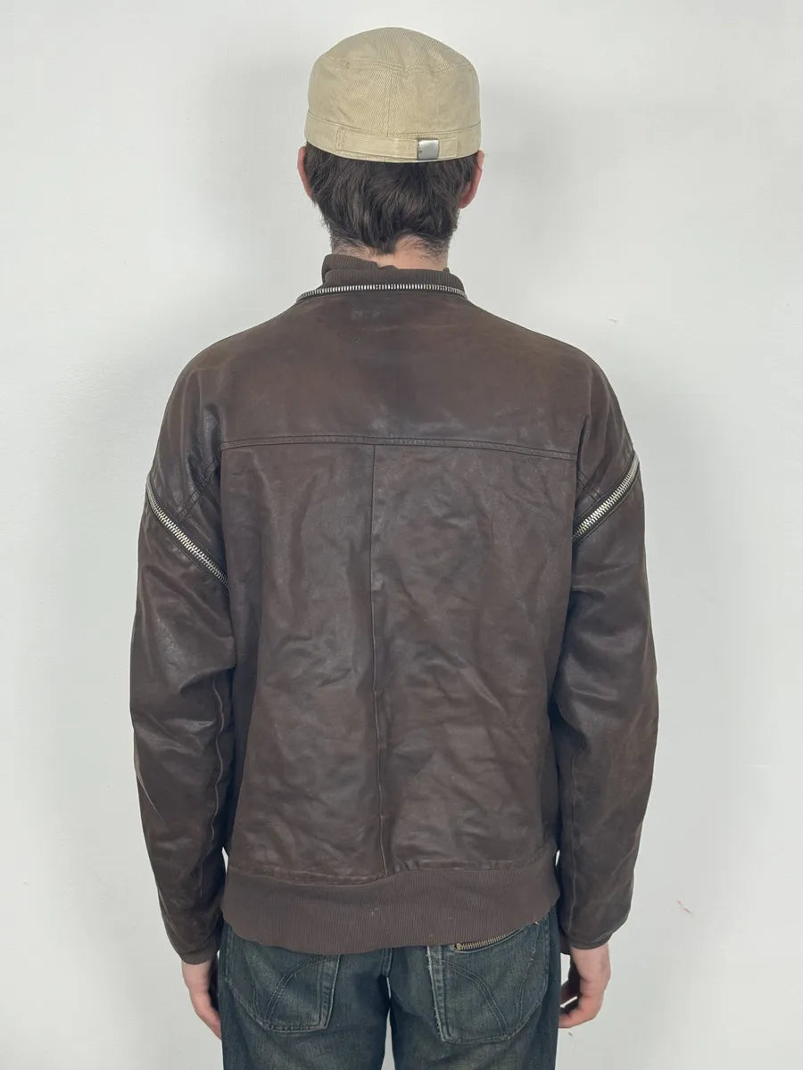 AW2003 Dolce & Gabbana Goatskin Detachable Sleeves Cargo Leather Bomber Jacket aEGoJQh 8