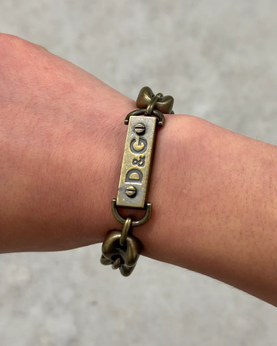 AW2003 Dolce & Gabbana Gold Metal Coffee Beans Chain Bracelet HUTfqkT 1