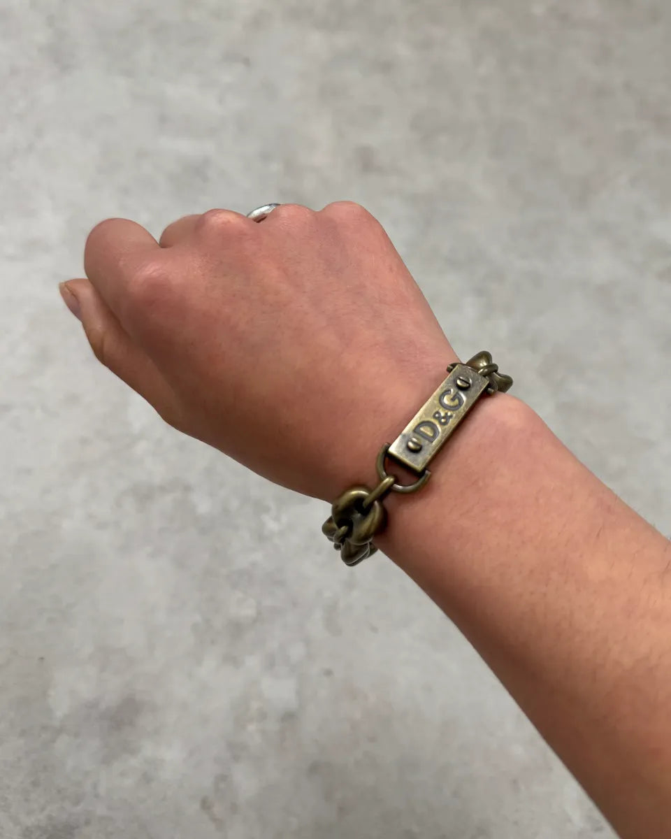 AW2003 Dolce & Gabbana Gold Metal Coffee Beans Chain Bracelet HUTfqkT 2