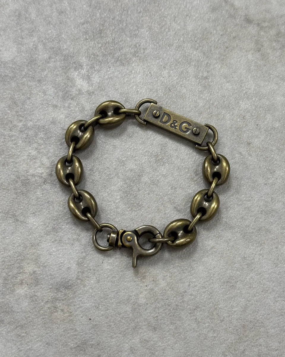 AW2003 Dolce & Gabbana Gold Metal Coffee Beans Chain Bracelet HUTfqkT 3