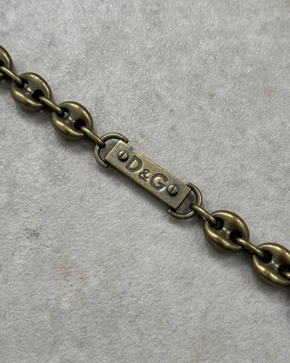 AW2003 Dolce & Gabbana Gold Metal Coffee Beans Chain Bracelet HUTfqkT 5
