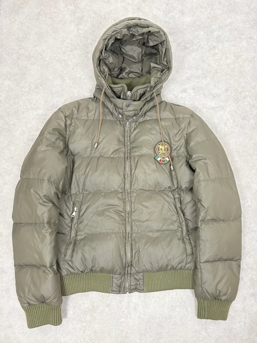 AW2003 Dolce & Gabbana Green Hooded Puffer Bomber Jacket bZjmtCo 2
