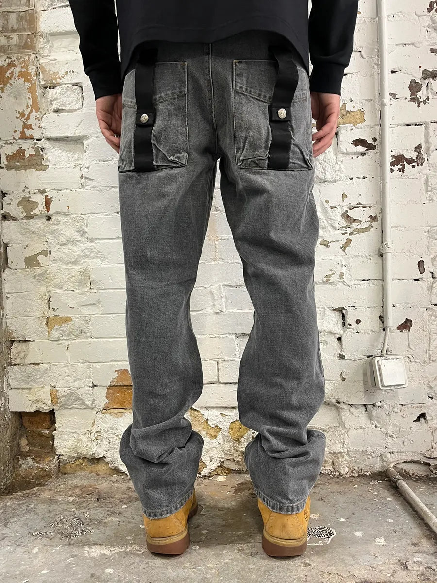 AW2003 Dolce & Gabbana Grey Anatomic Zip Bondage Denim Jeans AW2003 Dolce & Gabbana Grey Anatomic Zip Bondage Denim Jeans