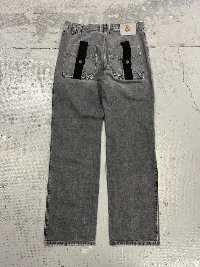 AW2003 Dolce & Gabbana Grey Anatomic Zip Bondage Denim Jeans MqwSXqJ 3