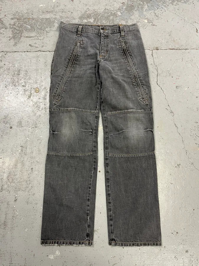 AW2003 Dolce & Gabbana Grey Anatomic Zip Bondage Denim Jeans MqwSXqJ 4