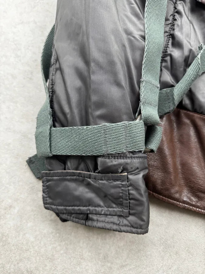 AW2003 Dolce & Gabbana Grey Brown Bondage Harness Bomber Jacket HycJPXr 13