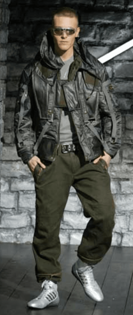 AW2003 Dolce & Gabbana Grey Brown Bondage Harness Bomber Jacket HycJPXr 1