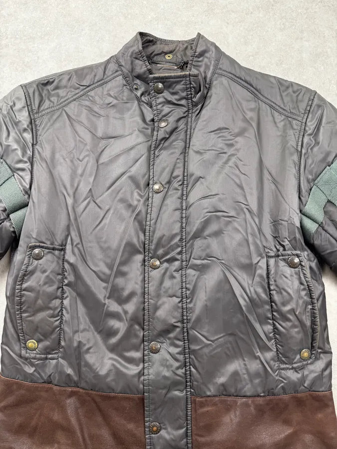 AW2003 Dolce & Gabbana Grey Brown Bondage Harness Bomber Jacket HycJPXr 11