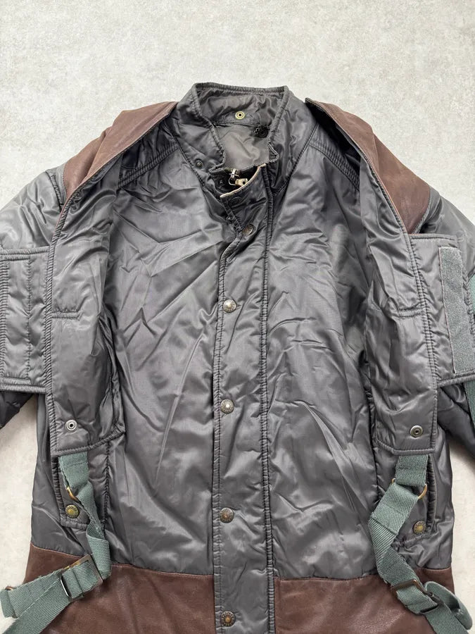 AW2003 Dolce & Gabbana Grey Brown Bondage Harness Bomber Jacket HycJPXr 10