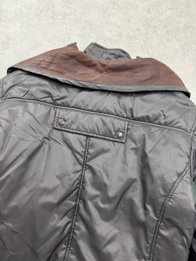 AW2003 Dolce & Gabbana Grey Brown Bondage Harness Bomber Jacket HycJPXr 7