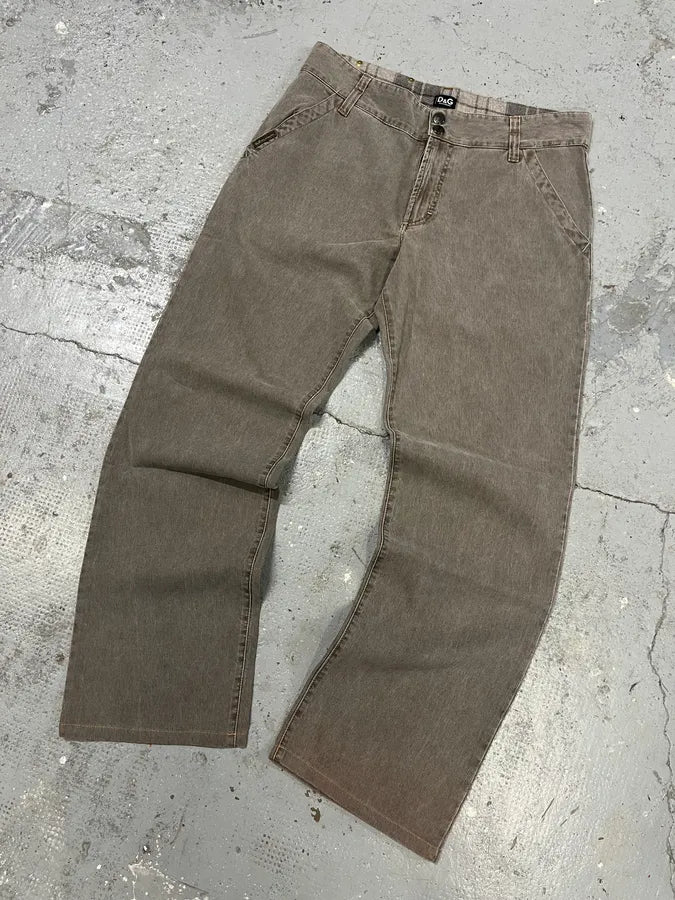 AW2003 Dolce & Gabbana Grey Cargo Straight Cozy Pants (M/L) HlxWfdD 4