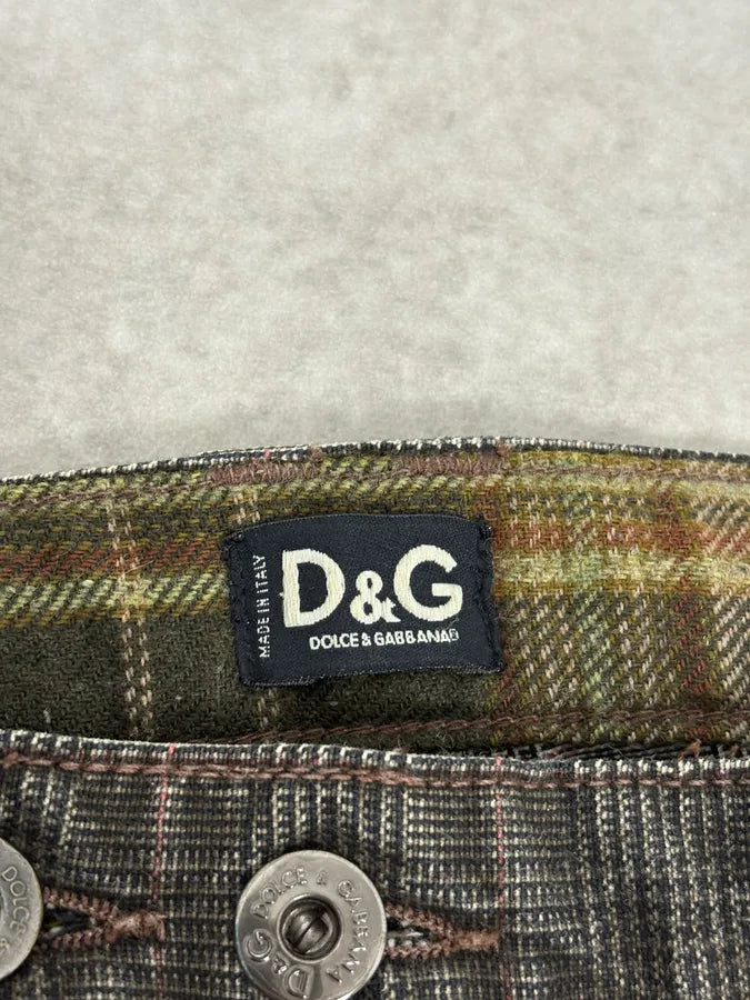 AW2003 Dolce & Gabbana Grey Checkered Pants mQmDTGE 11